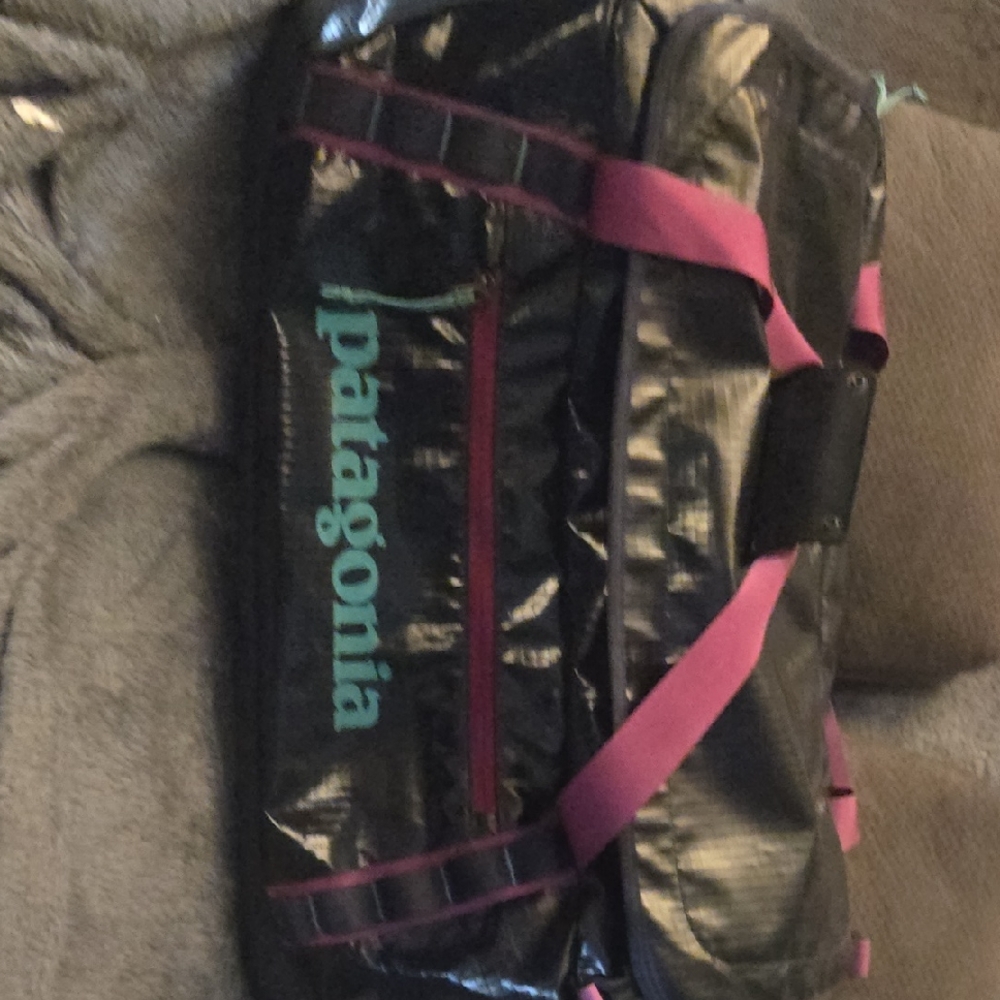 Patagonia Black Duffel with Pink Accents